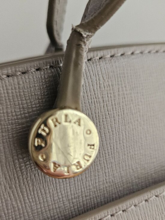 Furla structured grey taupe Satchel with removable strap - Picture 12 of 14